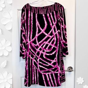 Alfani Abstract Pattern Tunic L Black and Pink